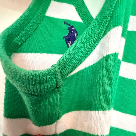 Ralph Lauren Sport Green White Striped Tank Dress Medium Cotton Casual Summer - Picture 8 of 9